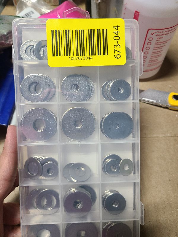 Photo 1 of 108-Piece, 18 Size, Stainless Steel Flat Washers Assortment Kit, Metal Screw Washers Set for Bolts, Industrial, Covering M3, M4, M5, M6, M8, M10, M12