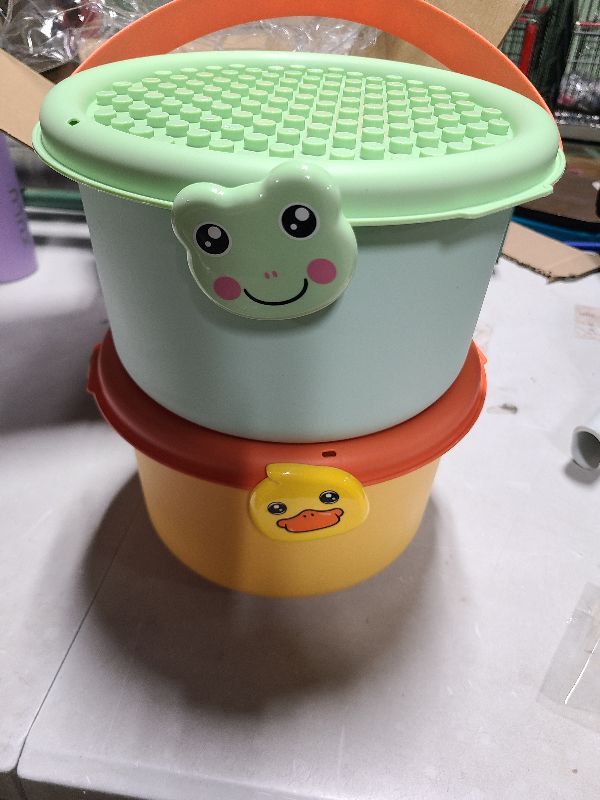 Photo 1 of 2PCS Toy Bins Building Blocks Organizer Toy Storage Bucket Snack Bucket Child Plastic Sand Toys Bucket Water Bucket,B