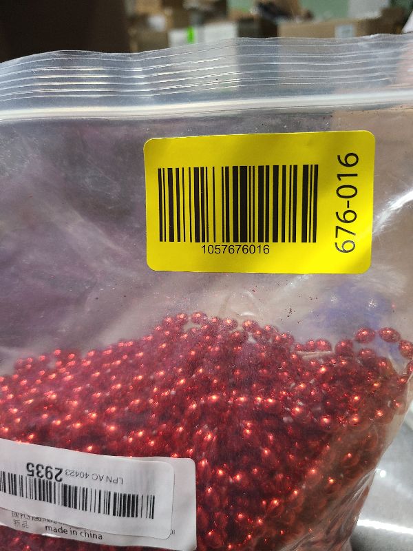 Photo 1 of 100 PCS Red Mardi Gras Beads, Red Oval Beads Necklaces Christmas Necklaces 30.5" Metallic Beaded Costume Necklaces Party Necklaces for Valentines Christmas Parade Throws Wedding Birthday Party Favors