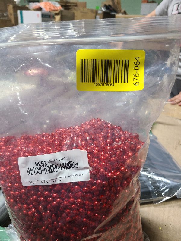 Photo 1 of 100 PCS Red Mardi Gras Beads, Red Oval Beads Necklaces Christmas Necklaces 30.5" Metallic Beaded Costume Necklaces Party Necklaces for Valentines Christmas Parade Throws Wedding Birthday Party Favors
