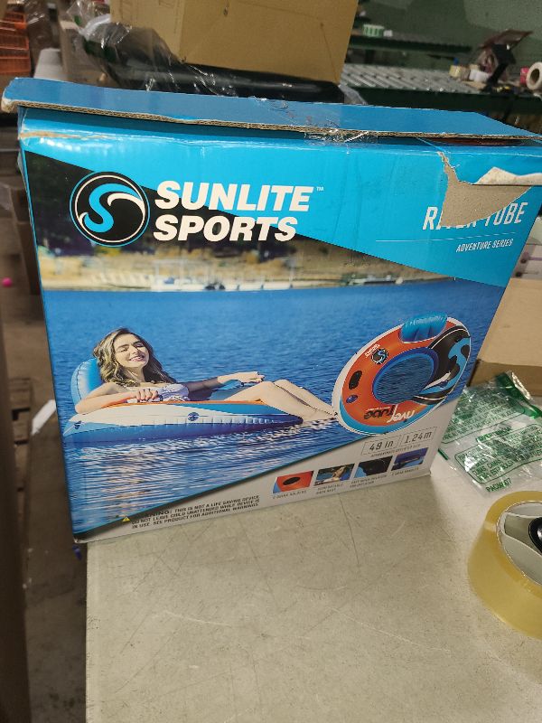 Photo 1 of 2025 New & Upgraded Sunlite Sports Heavy Duty River Tube Inflatable, Premium Water Float to Lounge Above Lake and River, Outdoor Water Raft Sport Fun, Recreational Use