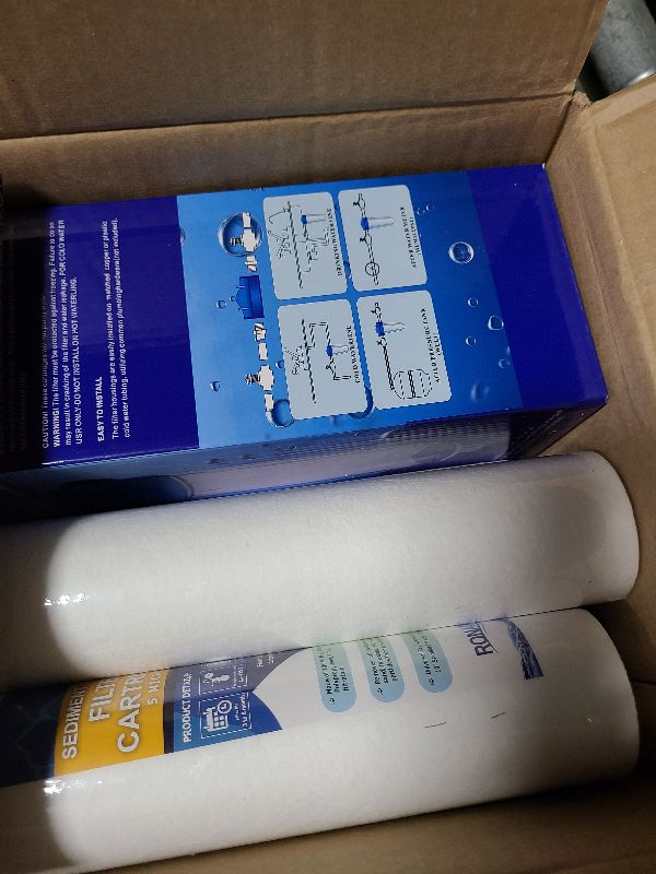 Photo 1 of 10 Inches European Design Transparent Standard Whole House Water Filter System with Presser Relief Valve, 3/4” Inlet/Outlet Brass Port and Yearly Supply (4) Sediment Cartridges 5 Micron