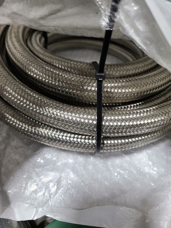 Photo 1 of 10AN 20Feet Stainless Steel Nylon Braided Fuel Line Hose Oil Gas Hose Oil Line Hose Silver