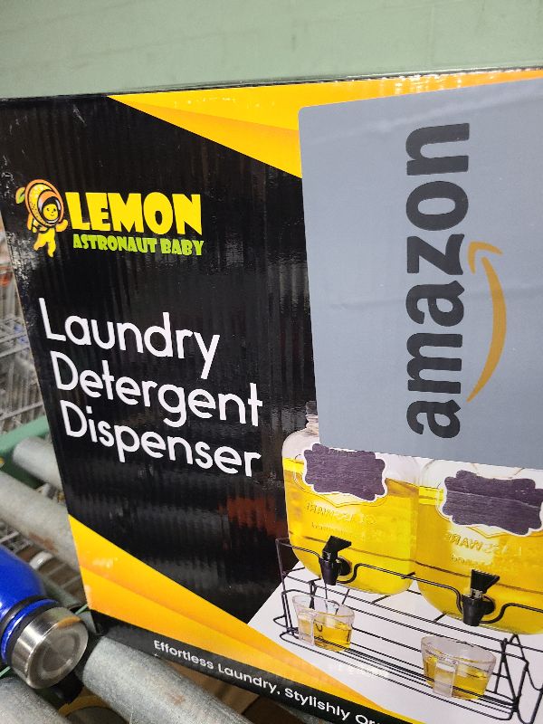 Photo 1 of 2 Liquid Laundry Detergent Dispenser, 1.05 Gallon Each Glass Laundry Detergent Dispenser, Glass Jar for Liquid Detergent Bleach, Laundry Room Organization, Wooden Card, Marker