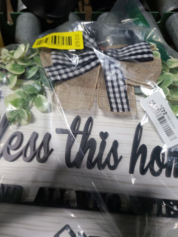 Photo 1 of 3D Bless This Home And All Who Enter Wooden front Door Signs?Door Decorations Hanging,Christian Jesus Home Porch Wall Decor?Spring Wreaths?Door Wreaths for Front Door Outside All Season