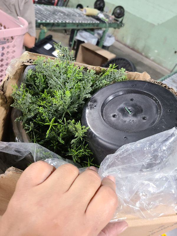 Photo 1 of 2 Pack 4ft Artificial Cedar Topiary Trees 48in UV Rated Potted Fake Cypress Trees Fake Cypress Pine Tree Heavy Duty Fake Plants Tree Artificial Shrubs Outdoor Indoor Decor