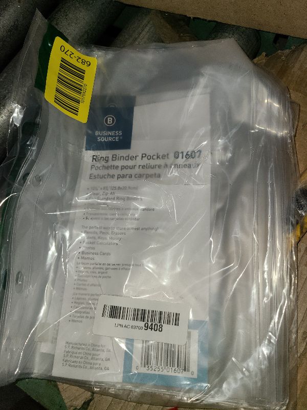 Photo 1 of 1InTheOffice Pencil Pouch for 3 Ring Binder, Binder Pencil Pouch, Zipper Pencil Pouch, 10" x 8", Clear, 4 Pack