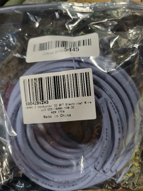 Photo 1 of 32.8FT 18 Gauge 3 Conductor Electrical Wire,18/3 Stranded Tinned Copper Low Voltage Wire, 18 AWG Flexible Extension Power Cable for LED Lamp Lighting Automotive, White