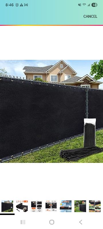 Photo 1 of 180GSM 6ft x 50ft Fence Privacy Screen Heavy Duty Fence Cover Garden Wall Backyard Black