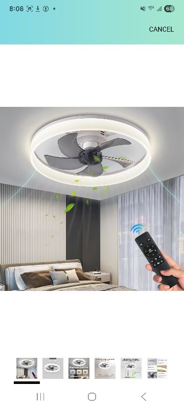 Photo 1 of  Ceiling Fan with Light,19.7''Dimmable LED Ceiling Fan with Reversible Blades,Low Profile Ceiling Fan with Remote Control for Bedroom,Kitchen,Living Room,White
