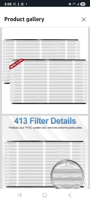 Photo 1 of 1pck 413 Replacement Filter Compatible with AprilAire 413 Whole House Air Purifiers Models 1410, 1610, 2140, 2410, 2416, 3410, 4400, or Space-Gard 2400, MERV 13 Furnace Filter 16x25x4