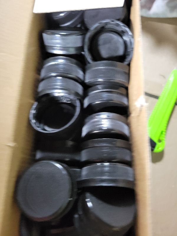 Photo 1 of 100 Pcs Caps for Empty Juice Bottles, Tamper Seal Lids 38 mm Plastic Bottle Caps Container Lids Bottle Caps for Crafts DIY, 4, 8,12, 16, and 32 oz Container(Black)
