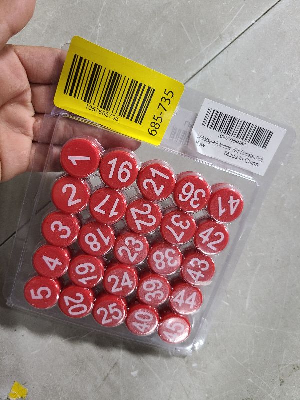 Photo 1 of 1-50 Magnetic Numbers, Magnets with Number for Dry Erase Boards, Round Number Refrigerator Magnets for Whiteboard in Home and Office (0.8" Diameter, Red)