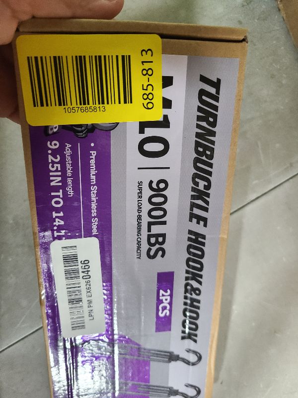 Photo 1 of 2Pcs M10 304 Stainless Steel Hook & Turnbuckle Hook, 900lbs Capacity Heavy Duty Black Turnbuckles for Wire Rope Tension, Sun Shade Tent Hardware, Shade Sail Installation.