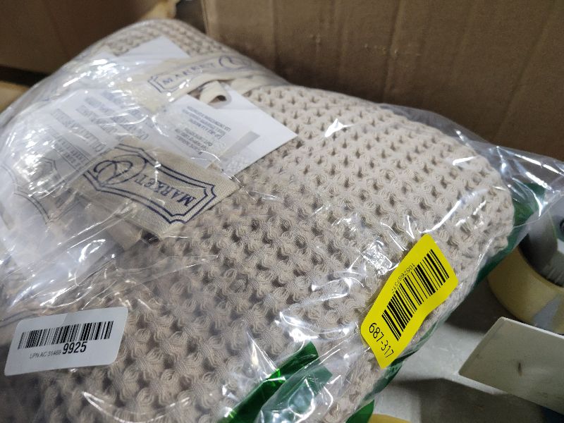 Photo 1 of 100% Cotton Waffle Weave Bed Blanket | Soft, Breathable, and Lightweight Blanket for All-Season | Perfect for Layering | Brielle Collection (Full/Queen, Taupe)