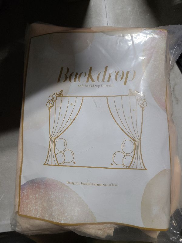 Photo 1 of 10ft x 10ft Champagne Tulle Backdrop Curtain with Lights String for Parties Wedding Bridal Shower Sheer Champagne Curtain Backdrop for Birthday Party Baby Shower Photo Booth Decorations