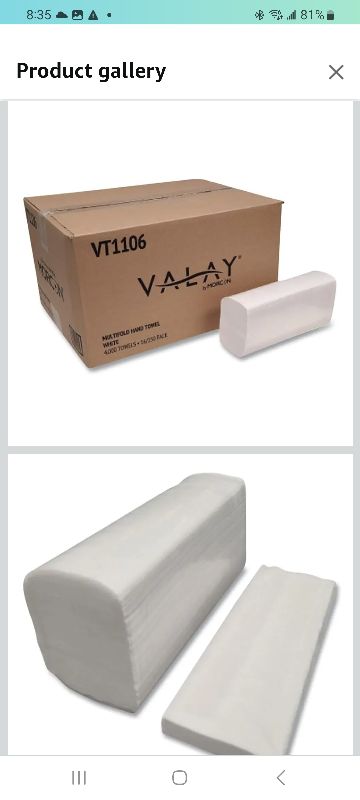 Photo 1 of the Morcon Store
Valay Multi-Fold Towels, 1-Ply, 9.05 x 9.25, White, 250/Pack, 16 Packs/Carton