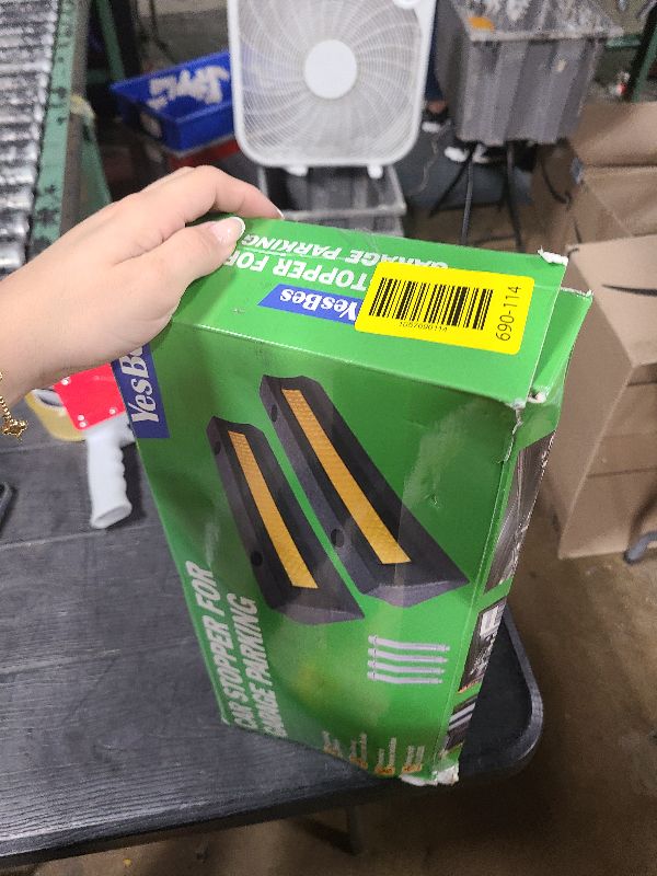 Photo 1 of 2 Pack Garage Parking Aid, 16.9'' Parking Stopper for Garage, Car Truck Curb Floor Parking Lot Wheel Tire Stops Bumpers with Reflective Yellow, Parking Gadgets Protects Garage Walls and Car