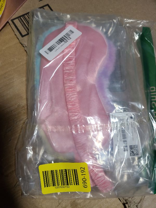 Photo 1 of 2 Pack Plush Sleeping Eye Mask Soft Plush Eye Mask Fuffy Eye Cover Comfortable Sleep Mask Blindfold Rainbow Faux Fur Eye Shade for Women, Men and Kids Travel Nap Sleeping 565488_2_3pL1H9vJ3