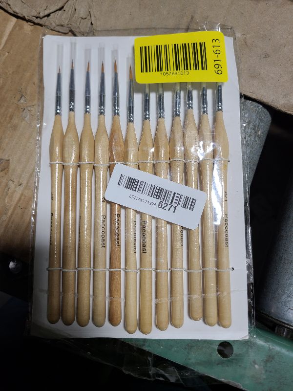 Photo 1 of 12PC Miniature Brushes, Pacocoast Detail Paint Brushes Set for Fine Detailing & Art Painting, Small Tiny Paint Brush Perfect for Acrylic, Paint by Number, Figurine, Craft, Models (Silver, Wood)