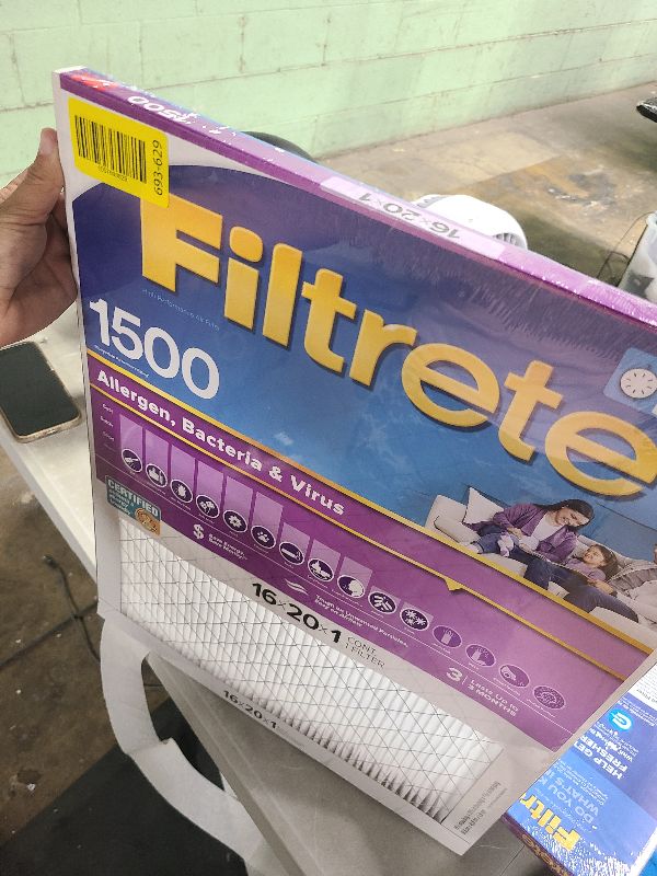 Photo 1 of 3M Filtrete 1500 Ultra Allergen Filter, White, 16x20x1, 1500MPR