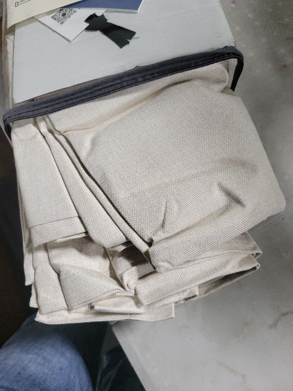 Photo 1 of 100% Blackout Shield Linen Blackout Curtains for Bedroom 96 Inches Long, Back Tab/Rod Pocket Living Room Drapes, Thermal Insulated Blackout Curtains 2 Panels Set, 50" W x 96" L,Cream
