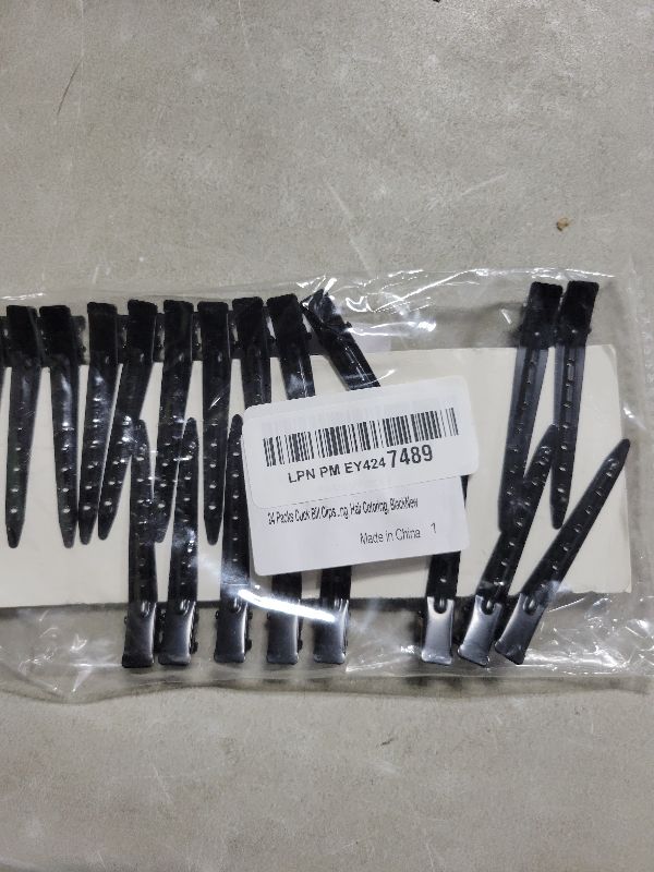 Photo 1 of 24 Packs Duck Bill Clips, Bantoye 2.75 Inches Rustproof Metal Alligator Curl Clips with Holes for Hair Styling, Hair Coloring, Black