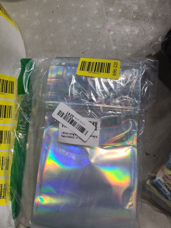 Photo 1 of 100 Pack Holographic Bags, 5.5" x 7.8" Resealable Smell Proof Bags, Packaging Bag for Small Business, Rainbow Color Mylar Bag, Foil Holographic Zip Pouch for Food Storage Jewelry Packaging