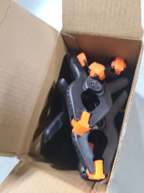 Photo 1 of 12 Pack Plastic Spring Clamps, 3.5inch Small Heavy Duty Clips for Crafts, Backdrop Stand, Woodworking, Photography Studios (Black)