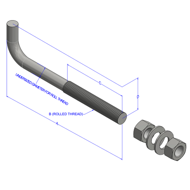Photo 1 of 1/2"x18" F1554 Grade 36 Bent Anchor Bolt Plain Finish
