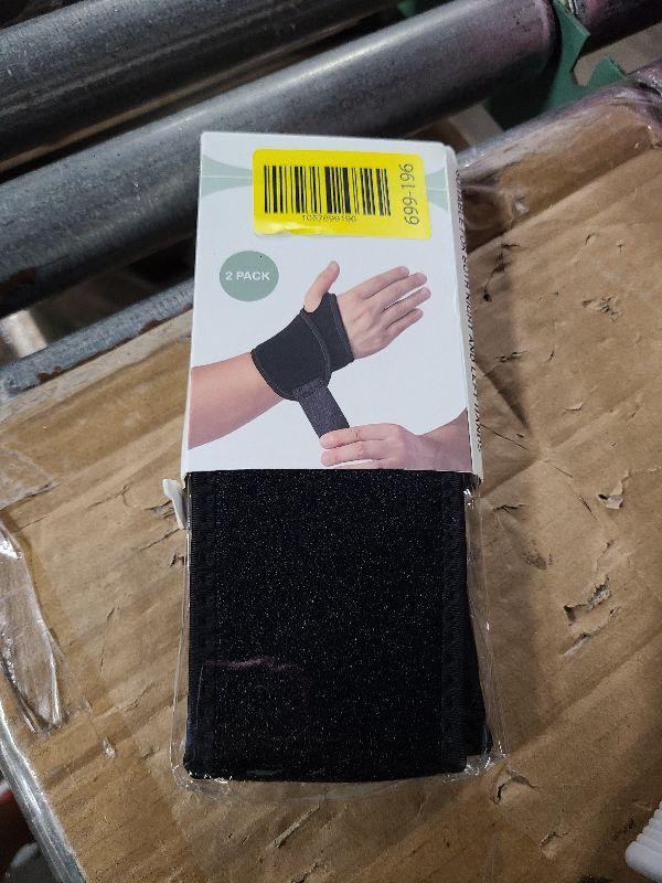 Photo 1 of  Wrist Brace Wrist Wraps for Carpal Tunnel 2 Pack Wrist Brace Compression Straps Hand Support, Adjustable Wrist Support for Arthritis and Tendinitis, Joint Pain Relief (Black)