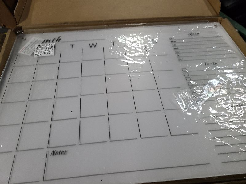 Photo 1 of 24x16" Clear Acrylic Wall Calendar with Dry Erase Surface, Monthly Planner Board, Includes Colorful Markers, Eraser, Multi-Color Mounting Screws, & Easy Install Kit - Ideal for Home & Office