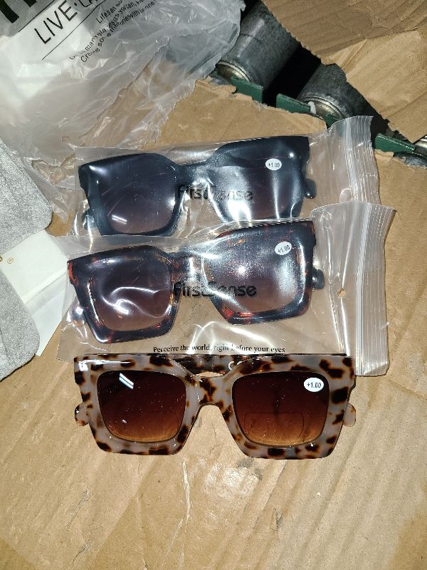 Photo 1 of 3 Pack Bifocal Reading Sunglasses for Women Fashion Sun Readers Glasses Spring Hinge Outdoor Reading Glasses UV400 Protection, +1.0