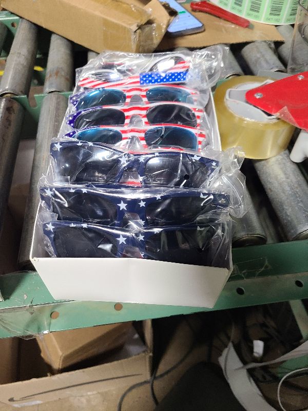 Photo 1 of 30 Pairs Bulk American Flag Sunglasses UV400 4th of July Accessories USA Patriotic Red White Blue Sunglasses Eyewear Fourth July Decorations Party Favors Supplies Women Men Teens Independence Day