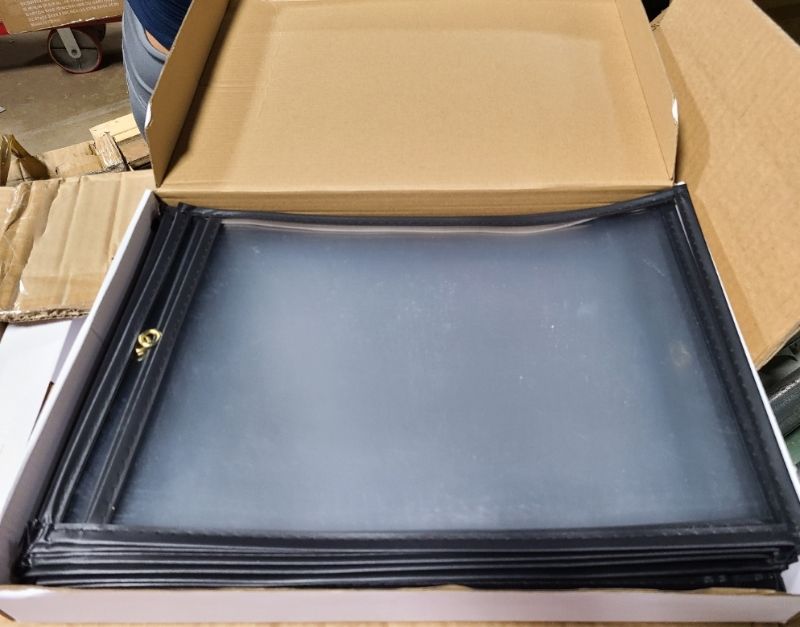 Photo 1 of 20 Pack Black Job Ticket Holders," Wide x 13.5" Tall - Clear Plastic Shop Ticket Holder - Easy to Use, Reusable & Easy Erase Plastic Invoice Holders, Water-Resistant & Durable 2 pack