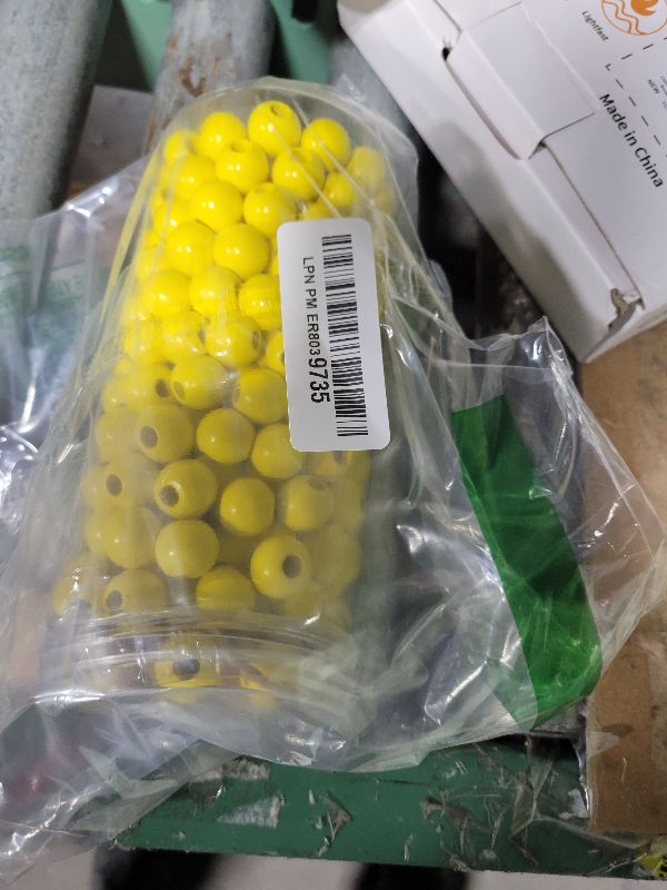 Photo 1 of 240Pcs Yellow Wood Beads 15.5-16mm for Craft Large Hole Wood Beads for Craft