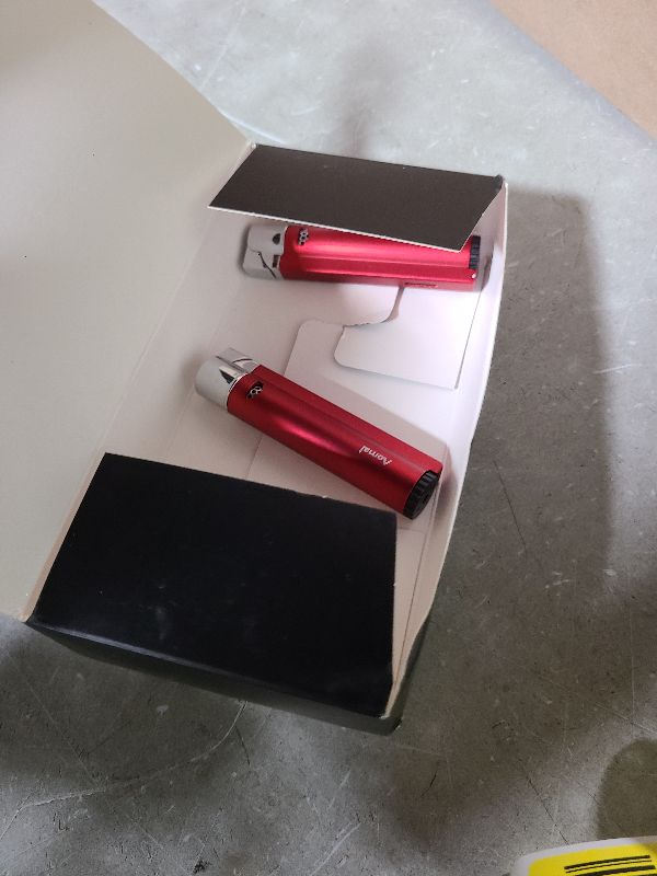 Photo 1 of 2 Pack Butane Refillable Torch Lighter Fuel Window Viewable Portable Single Jet Flame Adjustable (No Gas) (red)