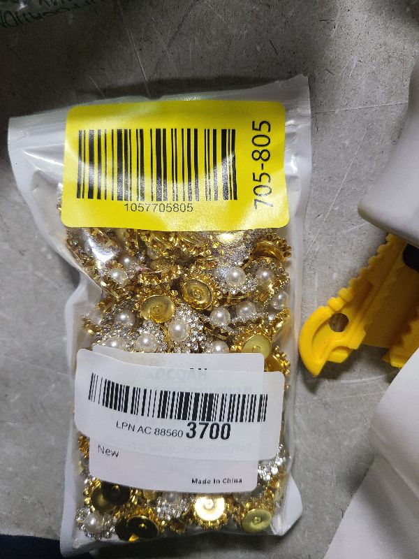 Photo 1 of 150Pcs 14mm Sew on Pearls Rhinestones Sunflower Flower Claw Rhinestones Crystal Glass Flatback Gold Base Glass Sew on Clothes Wedding Dresses Decoration Crafts(Pearl)