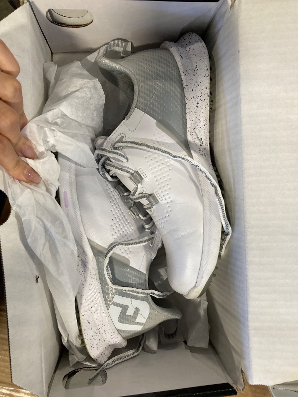 Photo 1 of ****GOOD CONDITIONS, JUST DIRTY**** FootJoy Women's FJ Fuel Previous Season Style Golf Shoe, White/Grey/Lilac, 7.5