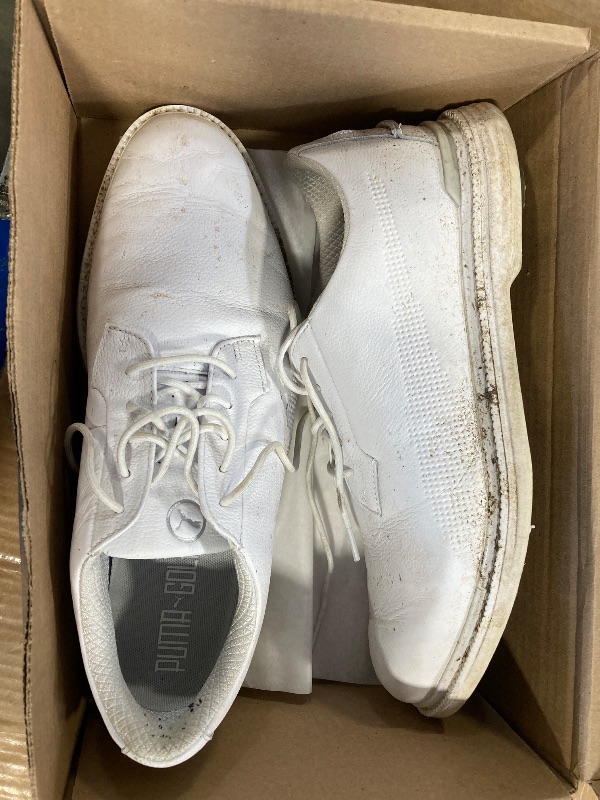 Photo 1 of ****DIRTY****PUMA Men's Royale Golf Shoes, White/Slate Sky/Ash Gray, 10.5