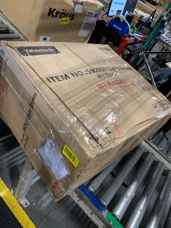 Photo 1 of ******ONLY ONE CHAIR******** Yaheetech PU Leather Accent Chair, Mid-Century Modern Armchair with Solid Wood Legs, Reading Leisure Chair with High Back for Living Room Bedroom Waiting Room,  Brown