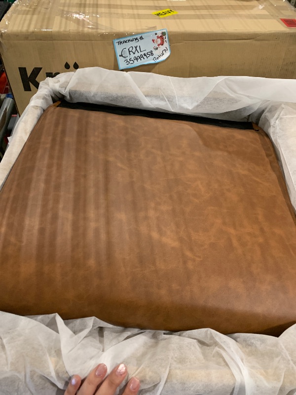 Photo 1 of ******ONLY ONE CHAIR******** Yaheetech PU Leather Accent Chair, Mid-Century Modern Armchair with Solid Wood Legs, Reading Leisure Chair with High Back for Living Room Bedroom Waiting Room,  Brown