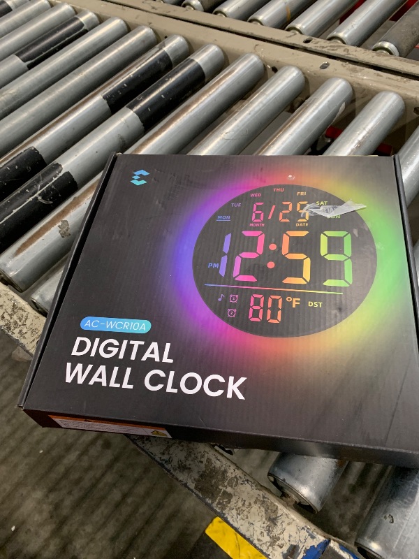 Photo 1 of ***MINOR DAMAGE*** EASYERA 10" Large Digital Wall Clock with Remote Control, Music Sync RGB Atmosphere Light, Low-Reflectivity, Temperature, LED Display, Dual Alarms, BT Sync, Auto DST for Bedroom and Classroom