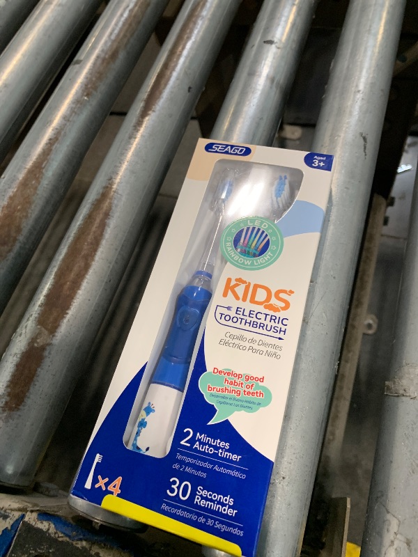 Photo 1 of ***MISSING PARTS***
SEAGO Kids Electric Toothbrush with 2 Mins Brushing Timer and 4 Replacement Bursh Heads, Rainbow LED Light Make Brushing Fun, Blue Color Boys Battery Powerd Toothbrush for 4-12 Years Old?SG-977