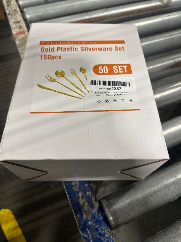 Photo 1 of ***MISSING PARTS*** Fabulous Party 150PCS Gold Plastic Silverware,Heavy Duty Disposable Utensils Include 50 Forks,50 Spoons and 50 Knives,Gold Cutlery Plastic Silverware Sets for Party, Birthday,Wedding