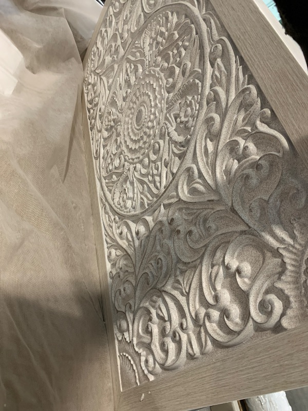 Photo 1 of ** used** Signature Design By Ashley Paxberry Twin Boho Headboard, Distressed White