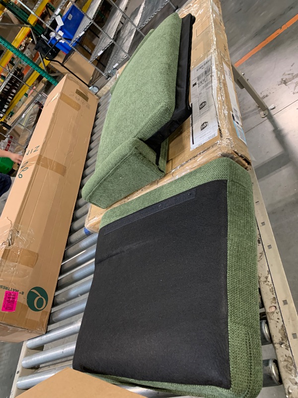 Photo 1 of ** USED** COLAMY Modern Wingback Living Room Chair Set of 2, Upholstered Fabric Accent Armchair, Single Sofa Chair with Lounge Seat and Wood Legs for Bedroom/Office/Reading Spaces, Green