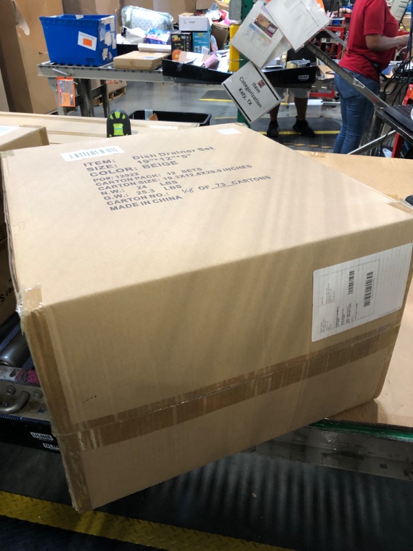 Photo 3 of Sweet Home Collection 3 Piece Dish Drainer Rack Set with Drying Board and Utensil Holder, 12" x 19" x 5", Beige (Pack of 12)