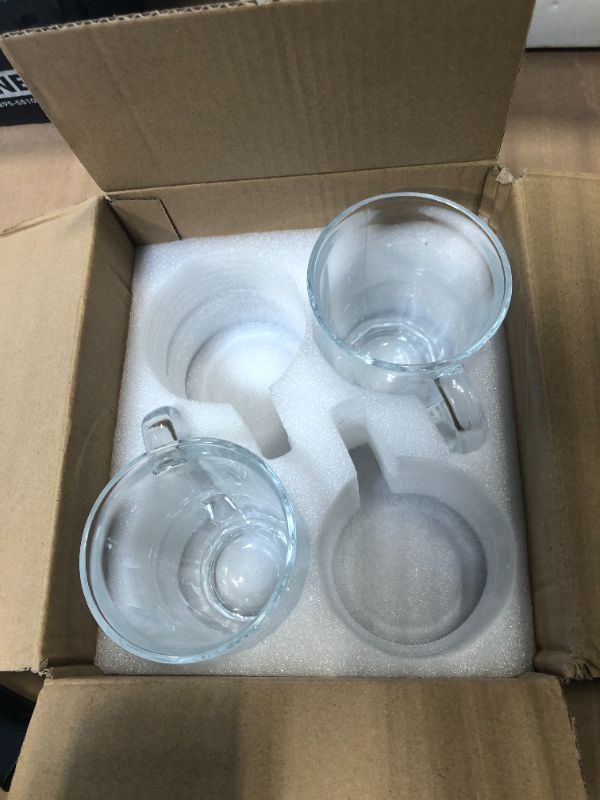 Photo 1 of ***MISSING 2 PIECES NBABSR Glass Coffee Mugs Set of 4, 16 OZ Large Clear Glass Beer Cups with Handle,Striped Mug for Hot Beverages,Tea, Cappuccino, Latte, Espresso, Juice Mothers