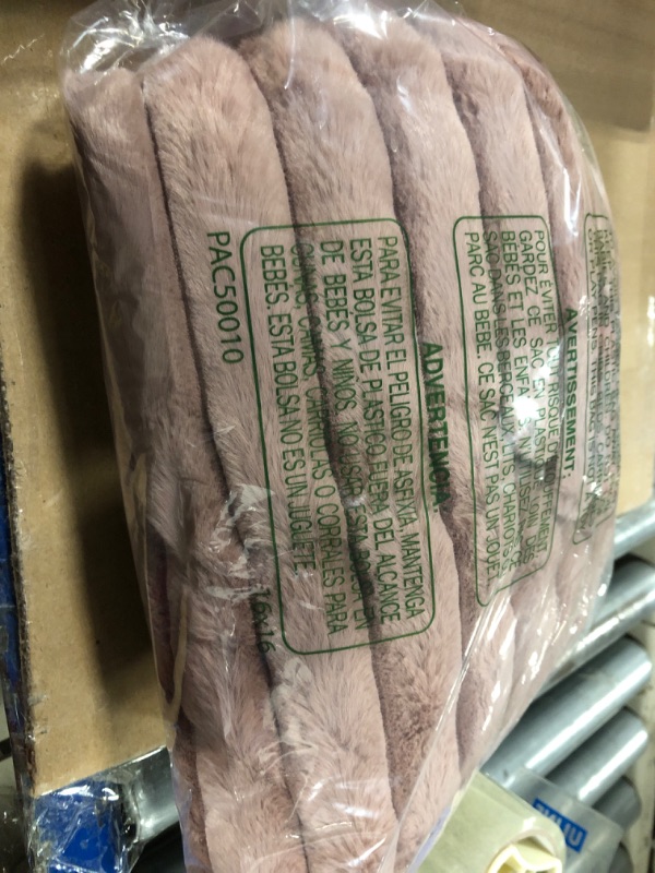 Photo 1 of **1 PC** MIULEE Faux Fur Plush Decorative Throw Pillow Covers 18x18 Set of 4, Modern Soft Romantic Fuzzy Striped Cushion Covers Girl for Sofa Couch Bed Living Room Cozy Home Decor,Pink